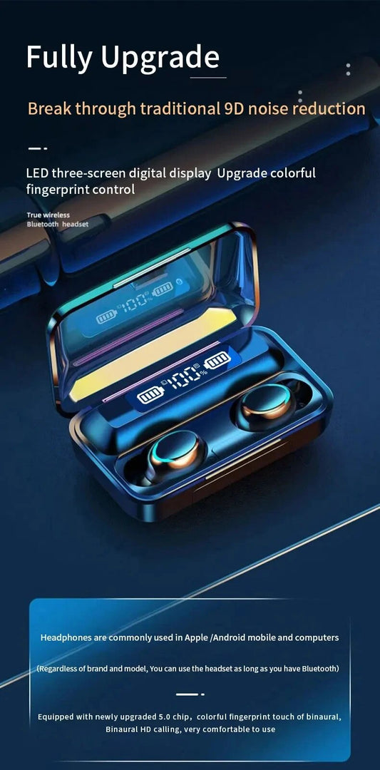 Wireless Bluetooth Headphones Tws Waterproof Earbuds Earphones Digital Display